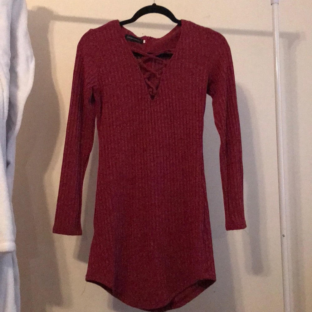 Worn once Burgundy long sleeve sweater dress
